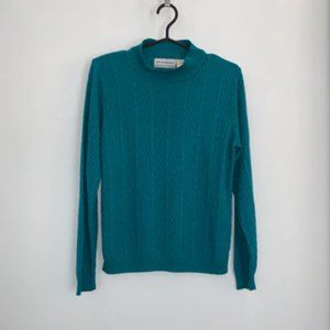 TURQUOISE TURTLE NECK VINTAGE SWEATER - ALFRED DUNNER (S)